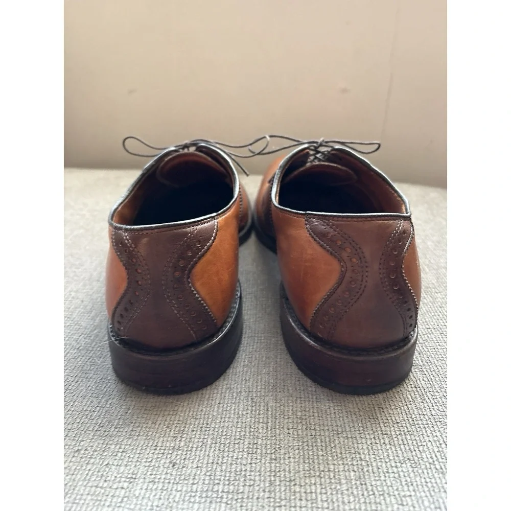 Allen Edmonds Shelton Two Tone Saddle Oxford Brown‎ Dress Shoe men SZ 14B EUC